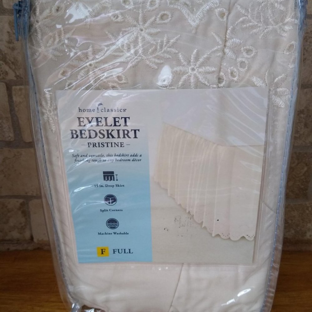 Full / Double Beige Tan Eyelet Bed Skirt